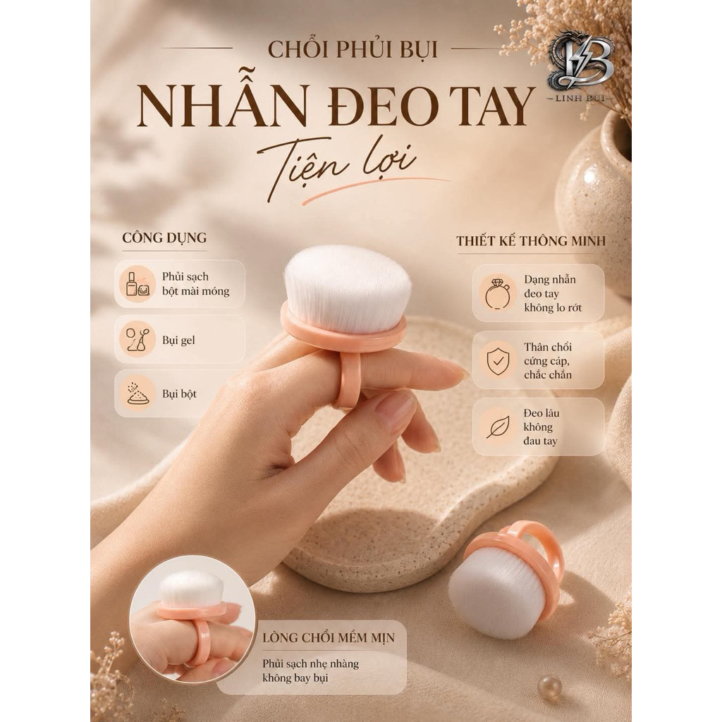 chổi phủi bụi hình nhẫn đeo tay tiện lợi, lông mềm - Linh Bùi