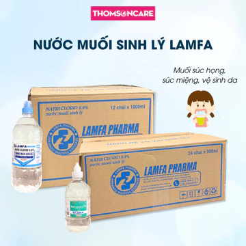 Nước súc miệng, họng, muối 500ml/1000ml nước muối sinh lý NaCl 0.9% Lamfa