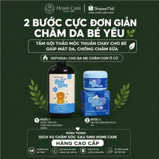 2 Bước Nước Tắm Gội Thảo Mộc Và Kem Da Bon Bon Plus Home Care Hỗ Trợ Giảm Hăm Rôm Sảy, Dịu Da Cho Bé