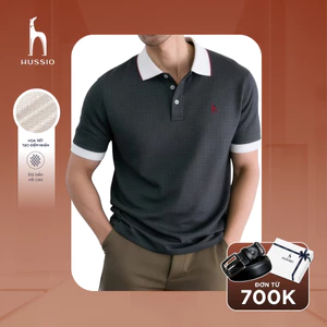 Áo Polo nam cao cấp ILUX logo thêu, phối họa tiết sang trọng, sang trọng lịch lãm - HUSSIO
