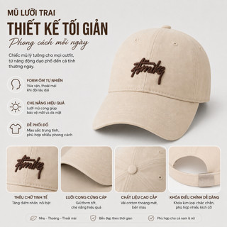 Mũ lưỡi trai HAZIN thêu chữ form cứng, nón lưỡi trai nam nữ thêu nổi phong cách thời trang hàn quốc siêu xinh
