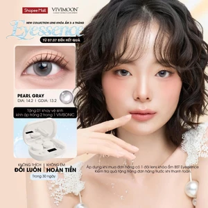 Lens cận khóa ẩm VIVIMOON màu nâu xám Pearl Gray, kính áp tròng hạn sử dụng 3 - 6 tháng