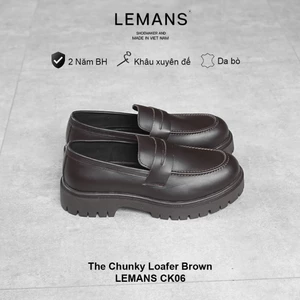 The Chunky Lemans PENNY LOAFER Brown CK06.2 - đế cao 4cm Full cao su nguyên khối Da bò nguyên tấm BH 24T