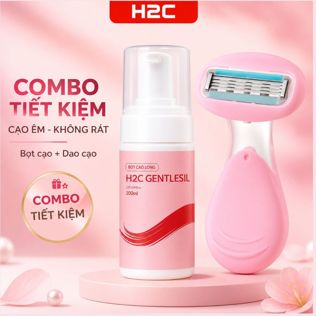 Dao cạo lông, Bọt cạo lông H2c GentleSilk, mềm mịn,Dưỡng ẩm da, Dịu nhẹ cho da nhạy cảm ( có che tên)