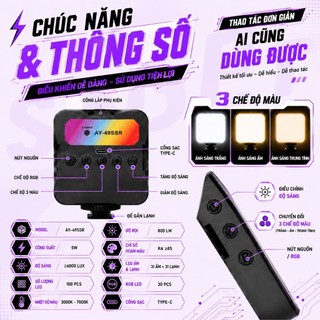 Đèn LED TÍCH ĐIỆN VUASI GZ49 – Hỗ Trợ Ánh Sáng Khi Chụp Ảnh, Quay Video, Có 3 Chế Độ Sáng Đa Năng