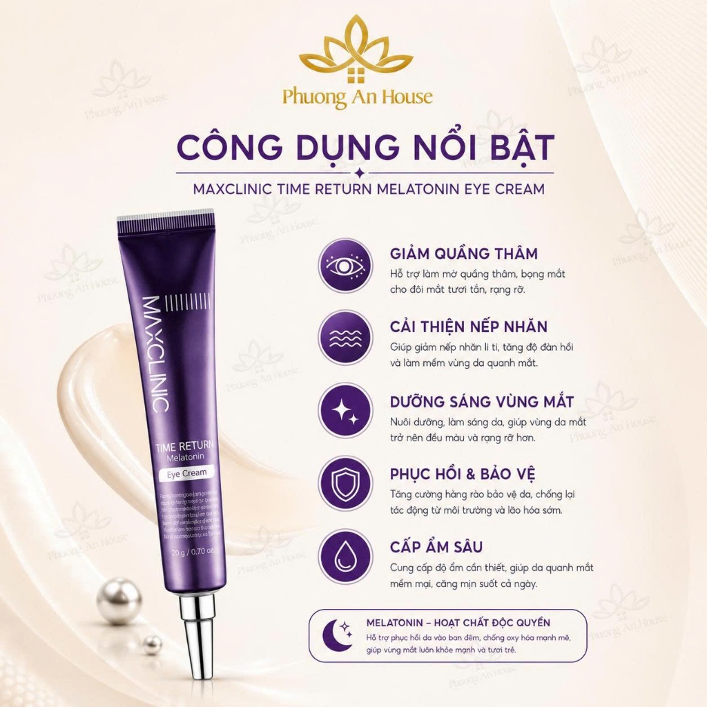 Kem Dưỡng Vùng Mắt Maxclinic Time Return Melatonn Eye Cream 20g