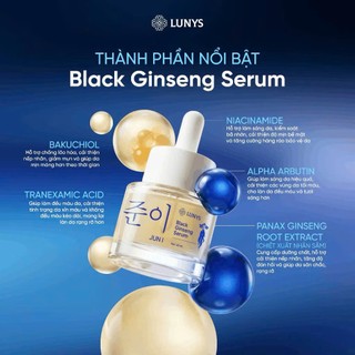 LUNYS Tinh Chất Serum Black Ginseng Dưỡng Trắng Sáng Da, Cải Thiện Thâm Sạm, Hỗ Trợ Chậm Lão Hóa