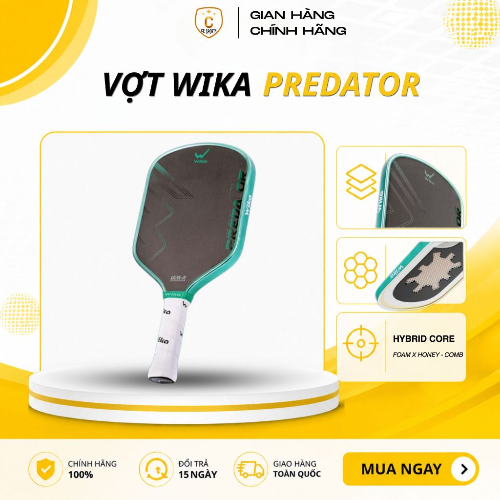 Vợt Pickleball Wika Predator Chính Hãng, Bề Mặt XK119 Mắt Carbon Nhỏ ...