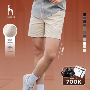 Quần Short nam vải Kaki nhung cao cấp, trẻ trung, lịch lãm, chuẩn form - HUSSIO
