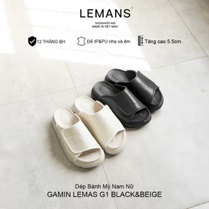 Dép Bánh Mì Nam Nữ Tăng Chiều Cao GAMIN LEMANS G1.1 - Black & Beige - BH 06T