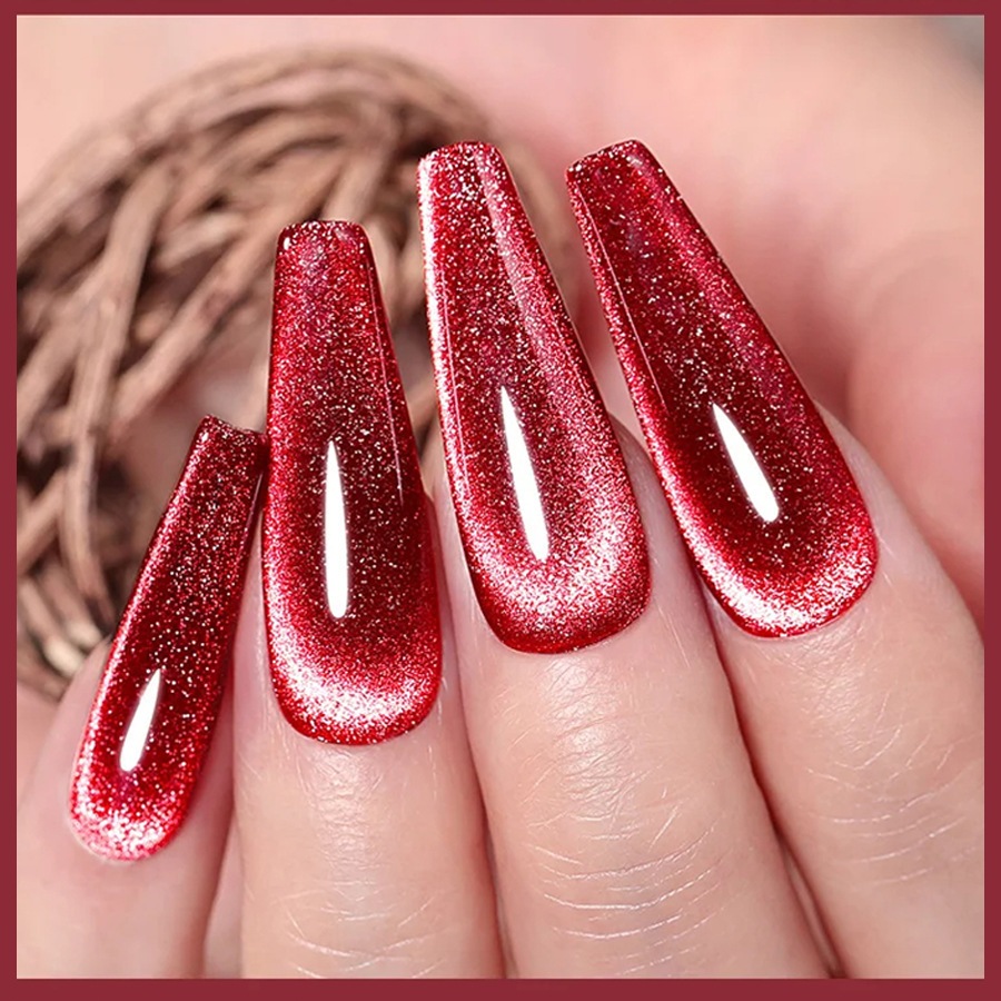 XEIJAYI 10ml - Sơn móng tay dạng gel màu đỏ máu mắt mèo, thích hợp sử dụng tại salon.