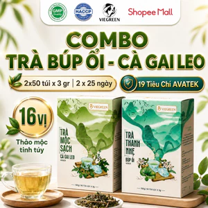 Combo 2 Trà Túi Lọc Búp Ổi + Cà Gai Leo VIEGREEN 50x3g + 50x3g, GMP HACCP