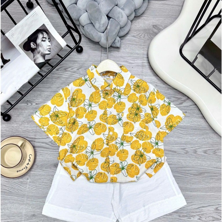 A Bộ quần áo ĐI BIỂN HỌA TIẾT chất Đũi cao cấp size 9-80kg Mềm Nhẹ và Thoáng Mát [KB20] A