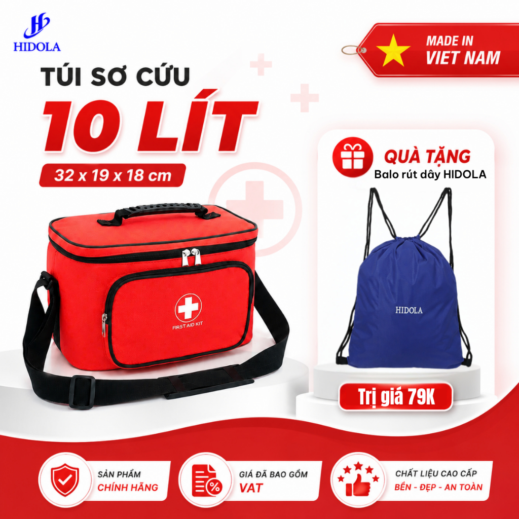 Túi Y Tế Đựng Thuốc, Túi Sơ Cứu HIDOLA Đựng Thuốc Cứu Thương Nhỏ Gọn Tiện Lợi Phù Hợp Cá Nhân 10 LÍT, 9126