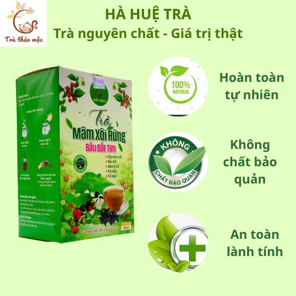 (Mua 1 + tặng 1) Trà Mâm xôi - Bầu đất tím hộp 40 túi, tốt cho phụ nữ, điều kinh, giảm đau bụng