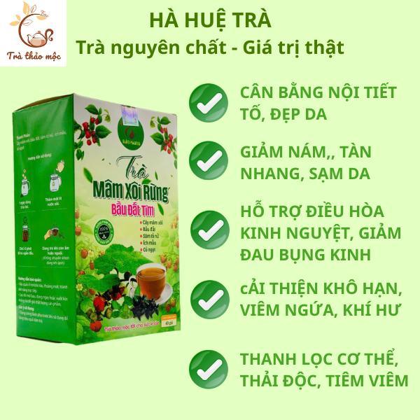 (Mua 1 + tặng 1) Trà Mâm xôi - Bầu đất tím hộp 40 túi, tốt cho phụ nữ, điều kinh, giảm đau bụng