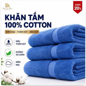 Khăn Tắm 100% Cotton Phúc An Towel 70x140, 60x120, 50x100cm - Cotton Cao Cấp, Siêu Thấm Hút, Mềm Mịn, Không Xù Lông