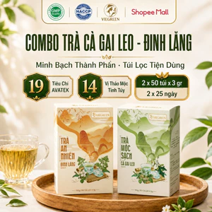 Combo 2 Hộp Trà Thảo Mộc VIEGREEN Mộc Sạch Cà Gai Leo & An Nhiên Đinh Lăng Túi Lọc 50x3g GMP HACCP