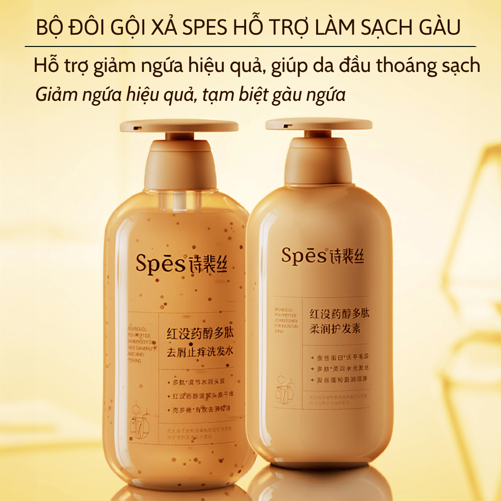 Dầu gội xả SPES Polypeptide hỗ trợ sạch gàu, giảm ngứa, dưỡng ẩm cho da đầu 480ml/500ml