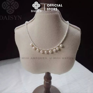 N379 Dây chuyền ngọc trai nữ choker ngắn  trắng dây 3mm mặt 6mm, Phụ kiện trang sức ngọc nhân tạo đá