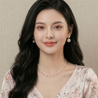 N379 Dây chuyền ngọc trai nữ choker ngắn  trắng dây 3mm mặt 6mm, Phụ kiện trang sức ngọc nhân tạo đá