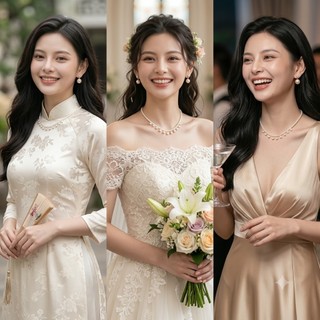 N379 Dây chuyền ngọc trai nữ choker ngắn  trắng dây 3mm mặt 6mm, Phụ kiện trang sức ngọc nhân tạo đá