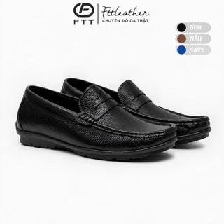 Giày da bò nam dáng lười Fttleather cao cấp vân hạt - Mã F268740 Leather Loafer Shoes Nhung Hoa