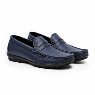Giày da bò nam dáng lười Fttleather cao cấp vân hạt - Mã F268740 Leather Loafer Shoes Nhung Hoa