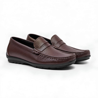 Giày da bò nam dáng lười Fttleather cao cấp vân hạt - Mã F268740 Leather Loafer Shoes Nhung Hoa