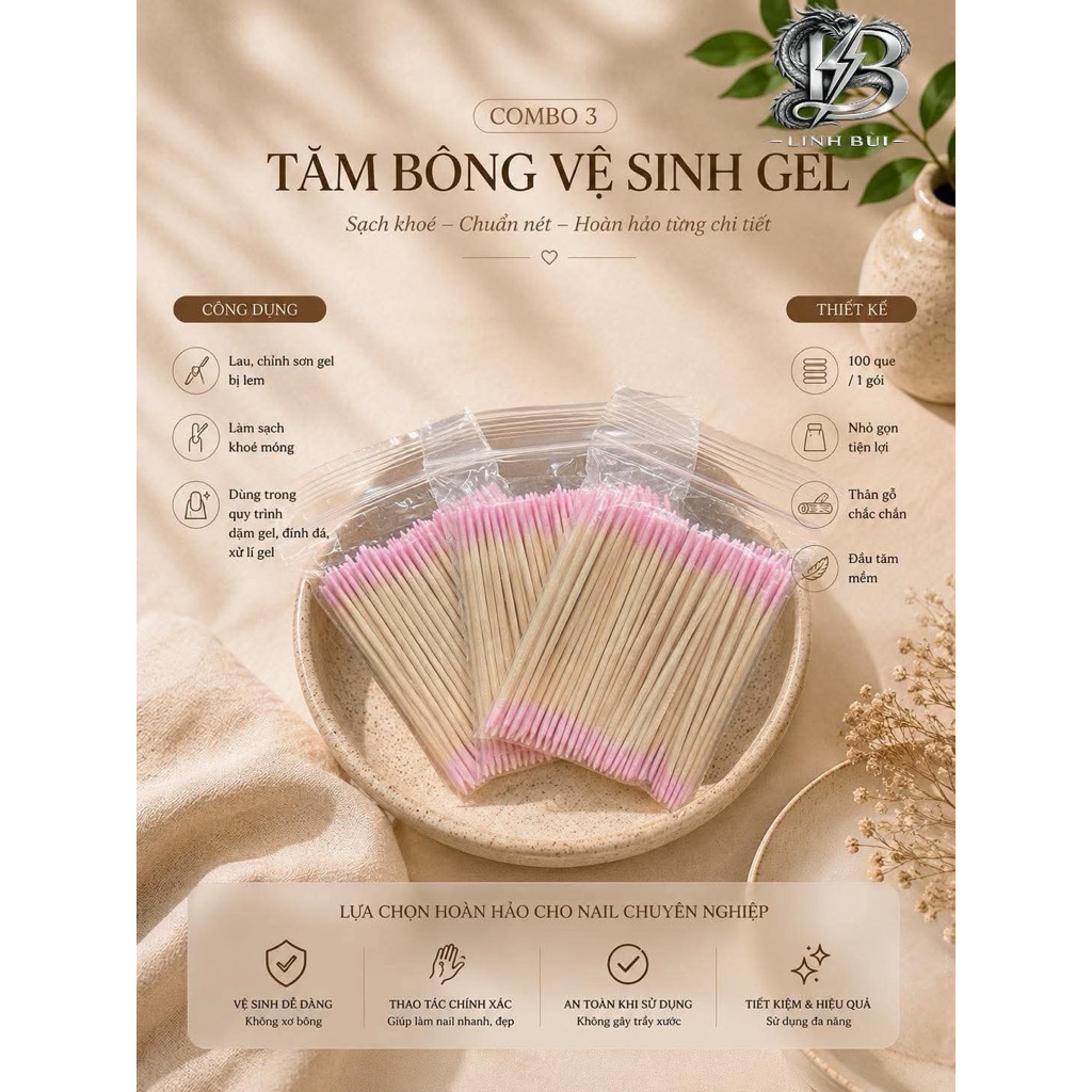 Combo 3  bịch bông tăm vệ sinh gel tràn 1  bịch 100 cái Linh Bùi