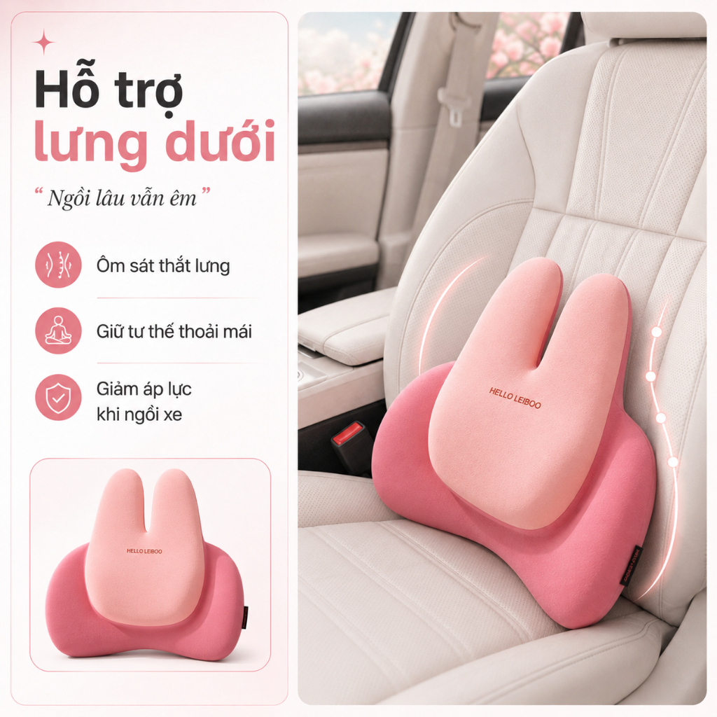 Combo Gối Tựa Đầu & Tựa Lưng Xe Hơi ComfyRab Công Thái Học Cao Cấp – Êm Ái Chuẩn Hạng Thương Gia