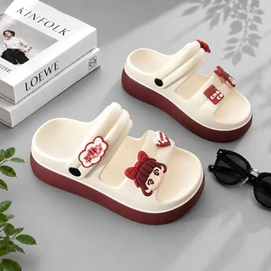 Dép sandal nữ dép bánh mì có quai hậu Sticker Cô Gái dễ thương đế cao 5cm chống trơn trượt D7751