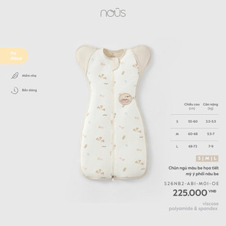 Nous Nhộng chũn khoá kéo cho bé 3-6m chất liệu mềm mại, thoáng mát, co dãn tốt cho bé