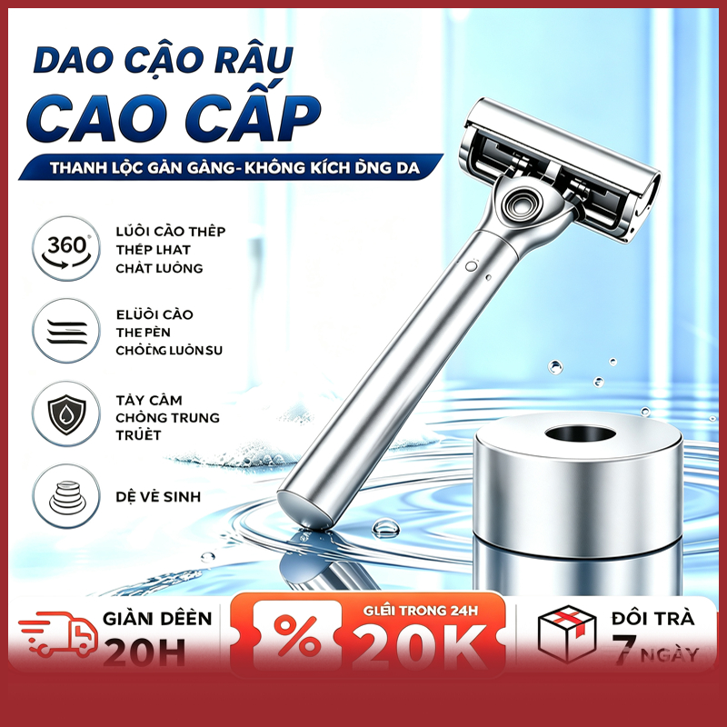 Dao Cạo Râu Inox 304 Cao Cấp Bàn Cạo Râu Cổ Điển Sang Trọng Cạo Sạch Mịn Màng