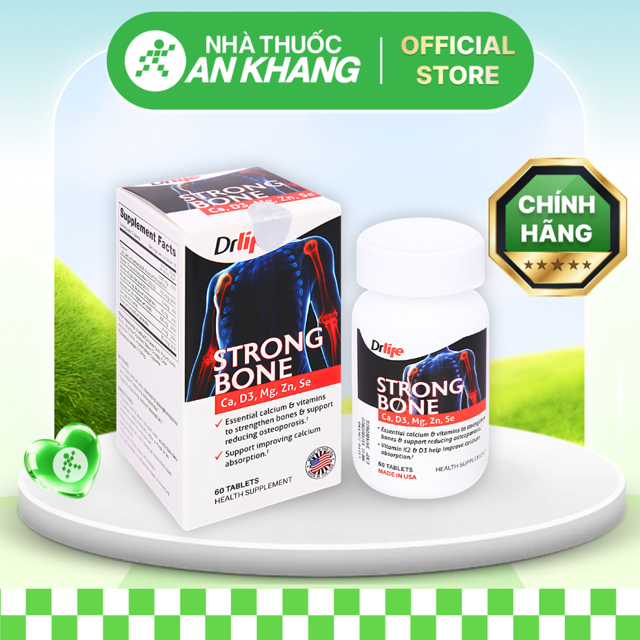 Drlife Strong Bone bổ sung canxi, ngừa loãng xương chai 60 viên [Nhà Thuốc An Khang - Chính Hãng 100%]