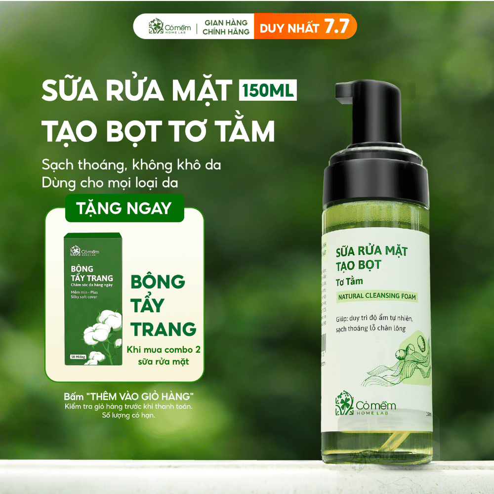 Sữa Rửa Mặt Tạo Bọt Tơ Tằm Dưỡng Ẩm Làm Sạch Sâu Cỏ Mềm 150ml
