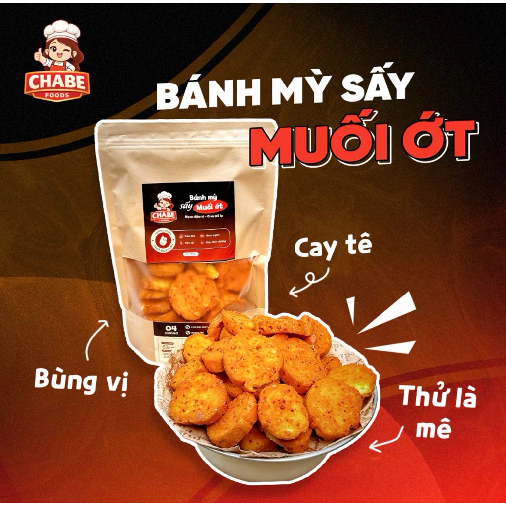 Bánh Mì Sấy Muối Ớt Chabe cay tê 300G