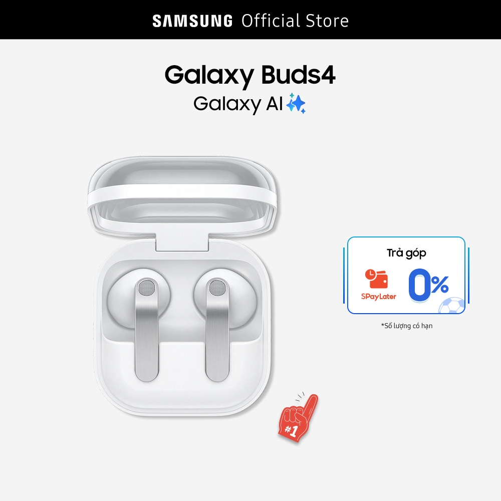 Tai nghe Samsung Galaxy Buds4, Chất âm Hi-Fi đa tầng, Chống ồn chủ động, Galaxy AI đa tác vụ