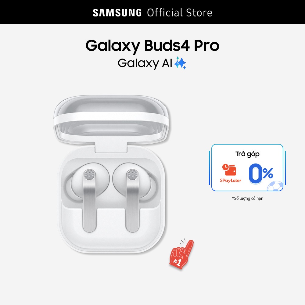 Tai nghe Samsung Galaxy Buds4 Pro, Chất âm Hi-Fi đa tầng, Chống ồn chủ động, Galaxy AI đa tác vụ