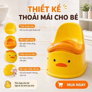 Bô Vệ Sinh Hình Vịt Cho Bé, Bô Tập Đi Vệ Sinh Có Tựa Lưng Cao An Toàn Dễ Lau Chùi Cho Bé Trai Bé Gái