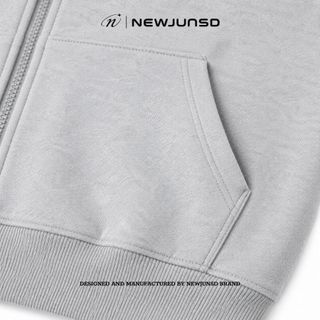 Áo Khoác Trơn HOODIE ZIP NEWJUNSD, Áo Khoác Chất Nỉ Chân Cua Kéo Khóa 2 Đầu Phong Cách Basic 380gsm