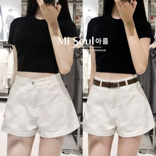 Quần Short Kaki Cotton Nữ Cạp Cao MiSoul Bigsize, Form Chuẩn Tôn Dáng, Che Bụng, Quần Đùi Kaki Vải Mềm Mát 263