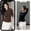 Áo thun nữ tay dài tôn dáng AT-02 chất liệu cotton, Áo phông cổ tròn basic ôm body