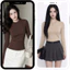 Áo thun nữ tay dài tôn dáng AT-02 chất liệu cotton, Áo phông cổ tròn basic ôm body