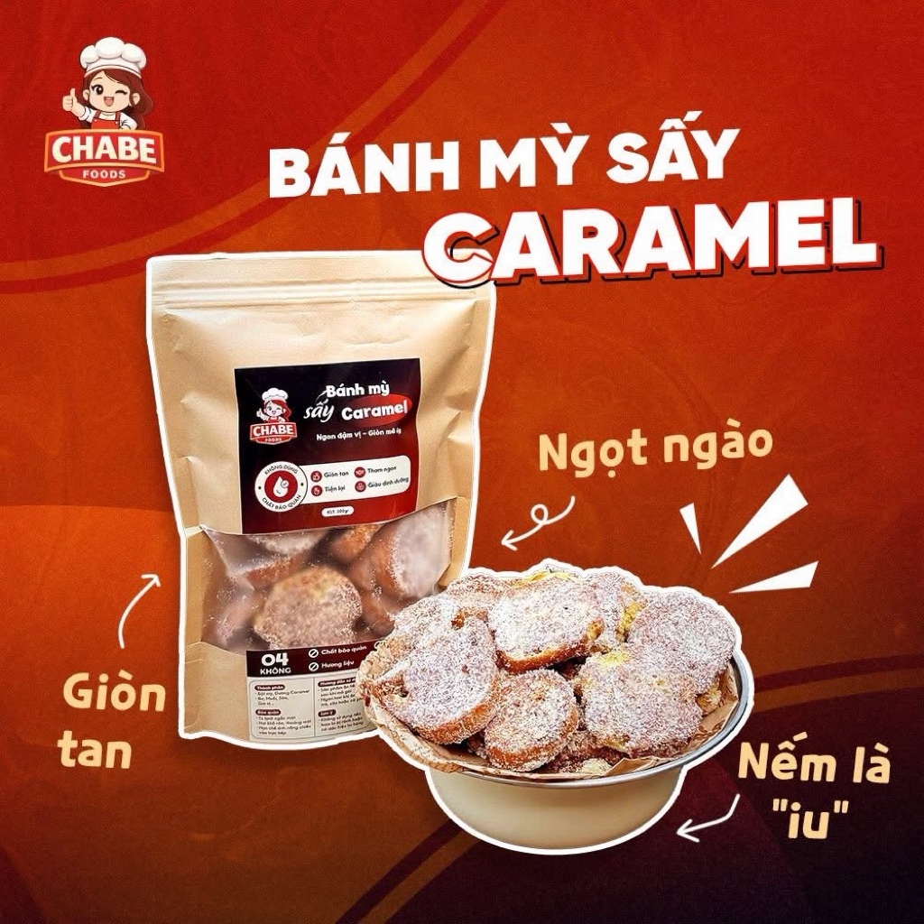 Bánh Mì Sấy Caramel Chabe ròn rụm 300G