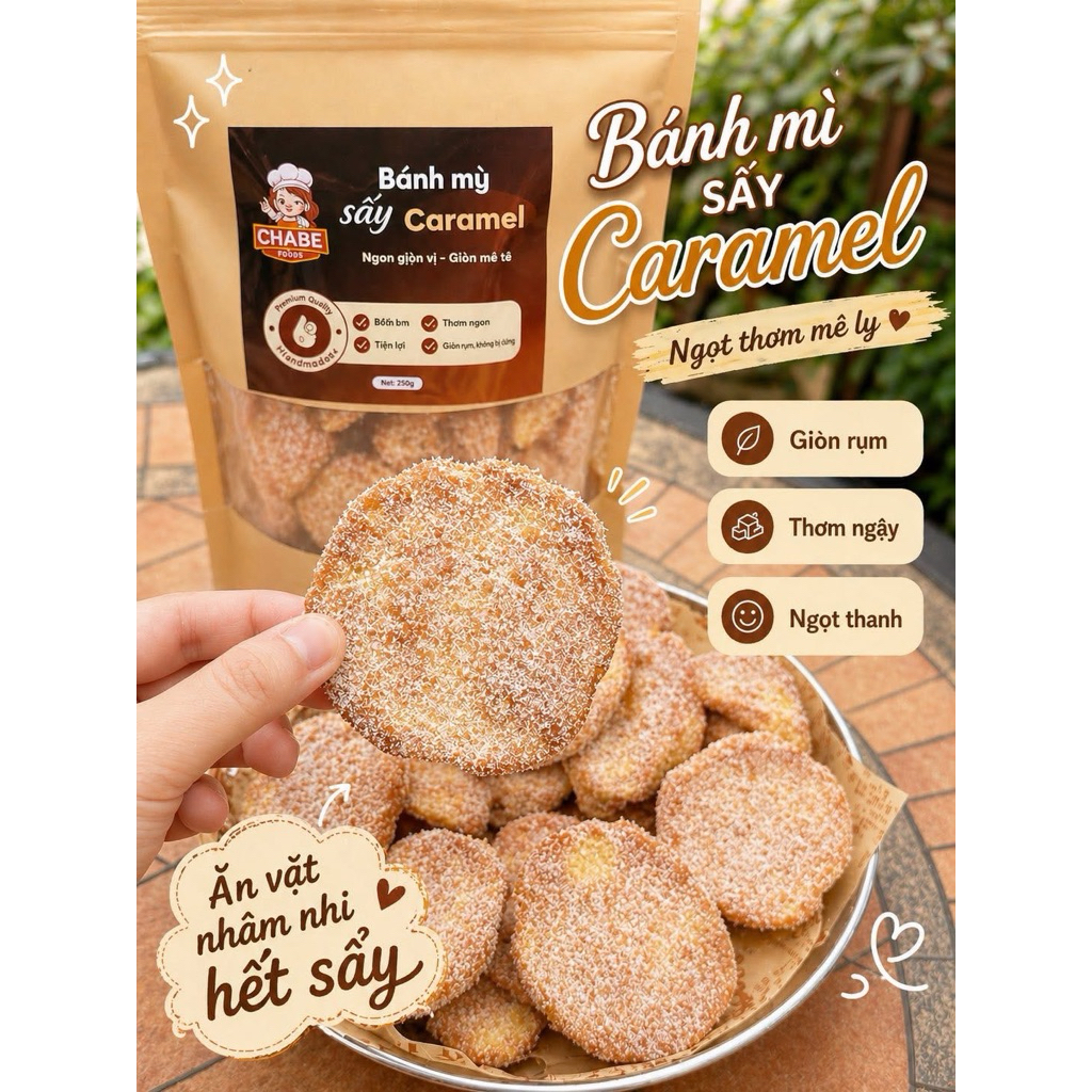 Bánh Mì Sấy Caramel Chabe ròn rụm 300G