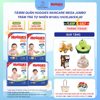 [Siêu Nhiều Miếng] Tã/Bỉm quần Huggies Skincare Mega Jumbo Tràm Trà Tự Nhiên đủ size M/L/XL/XXL
