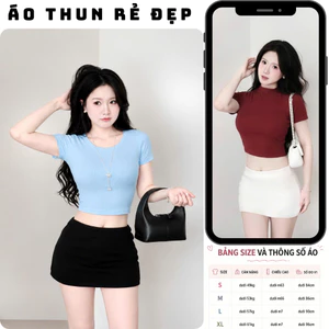 Áo thun nữ tay ngắn tôn dáng AT-03 chất liệu cotton, Áo phông cổ tròn basic ôm body