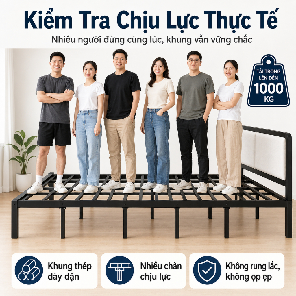 Giường sắt CONOCO khung thép chắc chắn đầu bọc êm phòng ngủ 100-180cm màu đen
