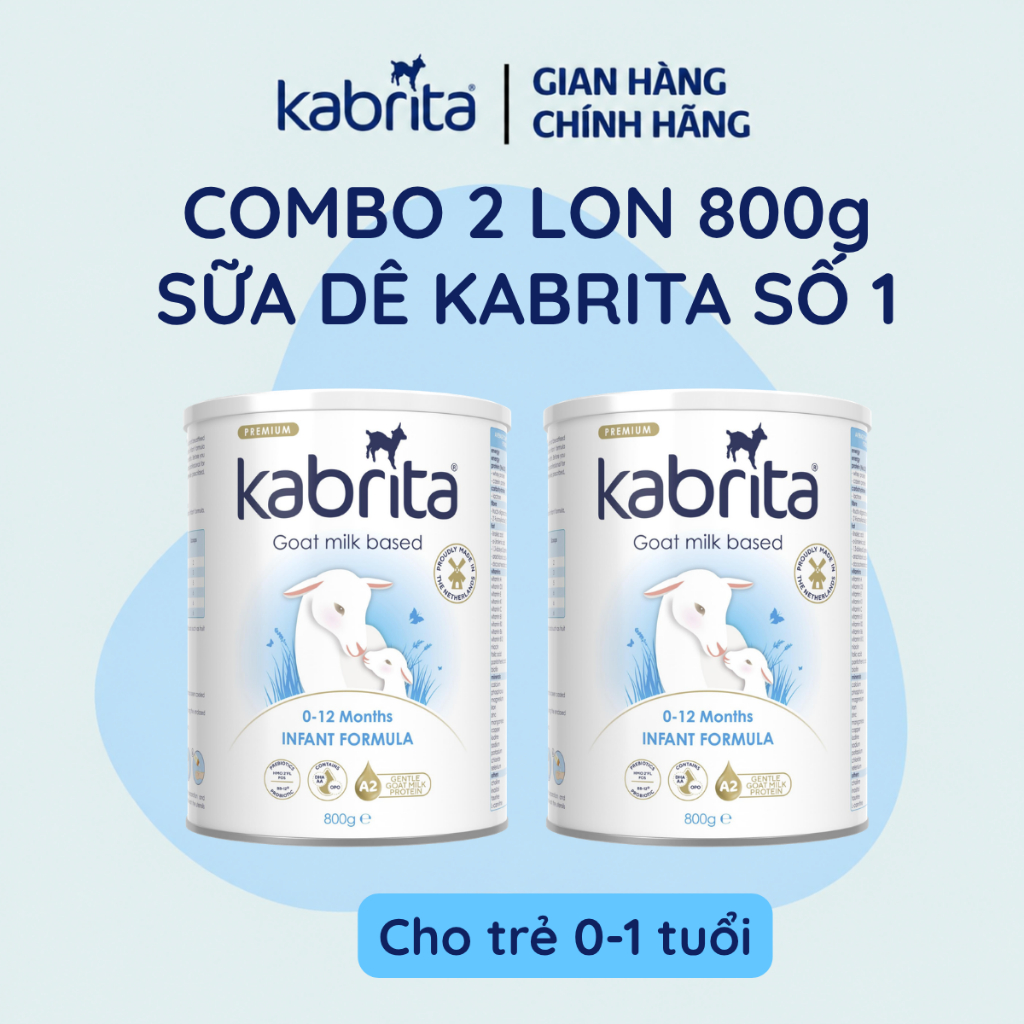 Combo 2 lon Sữa dê Kabrita số 1 INFANT FORMULA, cho trẻ 0 - 12 tháng, 800g x2 lon - Nhập khẩu Hà Lan